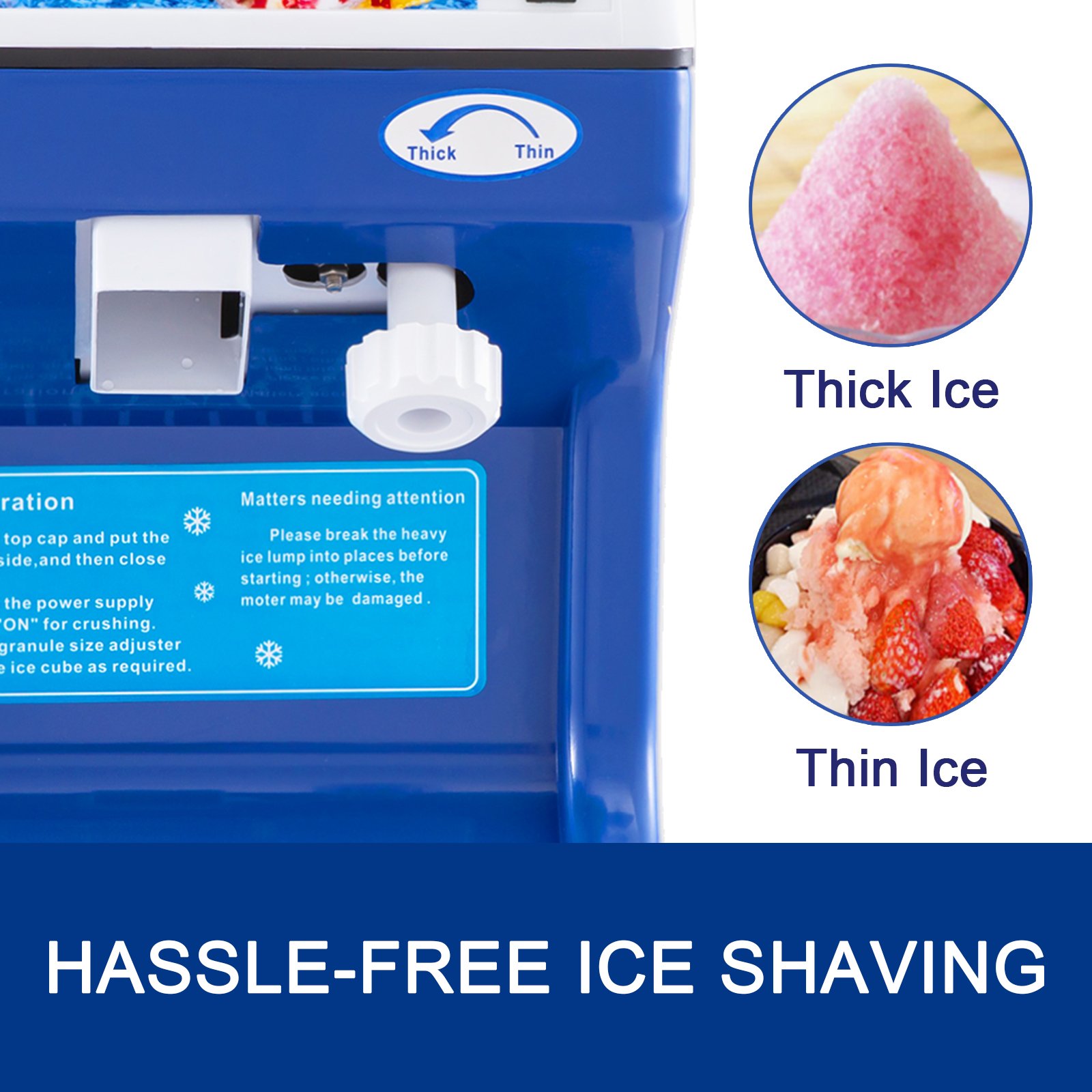 HOTSTORE 300W Electric Ice Shaver Machine Snow Cone Maker Shaved Ice Slushie Maker with Stainless Steel Dual Blades 143lbs/hr for Home and Commercial Use,Orange
